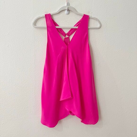 Ramy Brook Paris Silk Racerback Tank Triangle Hardware Fuchsia Hot Pink Medium - Picture 5 of 8